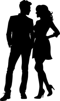 Elegant Couple Silhouette in Conversation for Lifestyle and Design Projects vector
