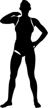 Female Athlete Silhouette Standing Pose for Fitness Design Tattoo Stencil vector