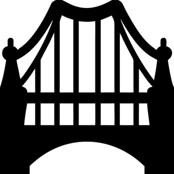 ic Suspension Bridge Silhouette for Design and Decoration Projects vector