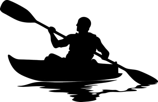 Kayaking Silhouette Illustration Outdoor Adventure Water Sports Design vector