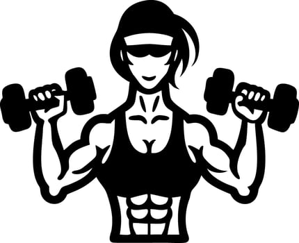 Muscular Female Athlete Lifting Dumbbells Illustration for Fitness Design vector