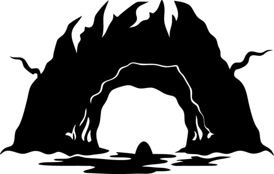 Mysterious Dark Cave Silhouette Design for Fantasy Art and Illustration Projects vector