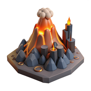 Volcanic Landscape with Lit Candles and Rings png