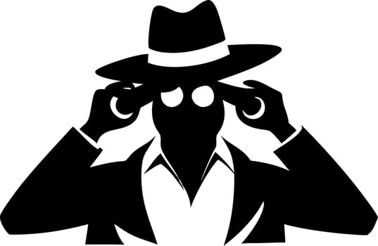 Mysterious Spy Silhouette with Hat and Sunglasses vector