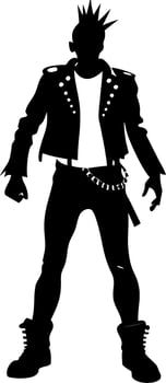 Punk Rocker Silhouette Illustration for Music Culture and Fashion Design vector