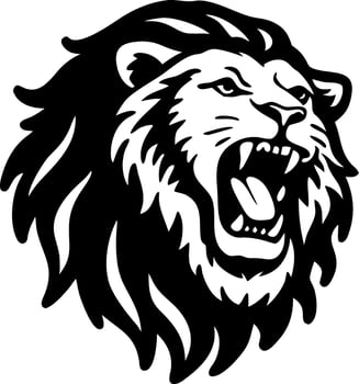 Roaring Lion Head Silhouette Art for Tattoo and Design Projects vector