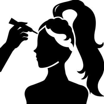 Silhouette Applying Makeup Woman Beauty Illustration for Style and Fashion Design vector