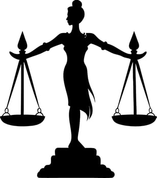 Silhouette Justice Balance Scales Legal Symbol Art for Law Design vector