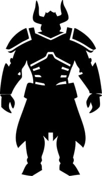 Silhouette of Armored Warrior with Horned Helmet for Fantasy Design and Illustrations vector