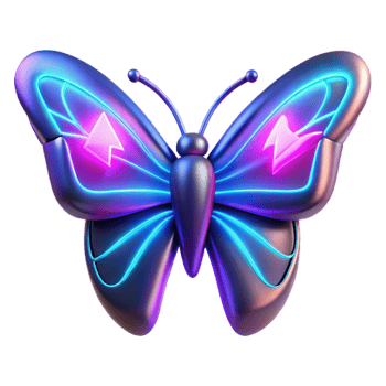 beautiful vintage Neon Butterfly 3D Render genuine png