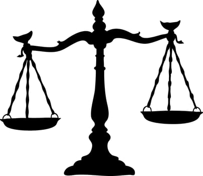 Silhouette of Justice Balance Scales Symbolizing Law Equality Fairness Legal Concepts vector