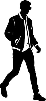 Silhouette of Stylish Man Walking in Casual Jacket Fashion Art vector