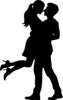Silhouette Romantic Couple Embrace Love Illustration for Clipart and Design vector