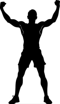 Strong Man Silhouette Fitness Pose for Sports Design and Motivation Art vector