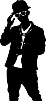 Stylish Young Man Silhouette Cool Streetwear Fashion Illustration vector