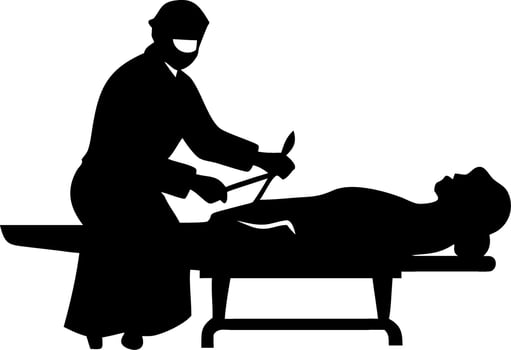 Surgeon Performing Surgery Silhouette for Medical Illustration and Education vector