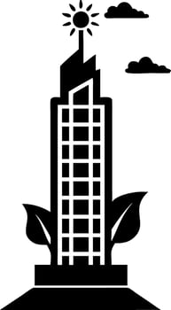 Sustainable Skyscraper with Solar Energy and Nature Elements Illustration vector