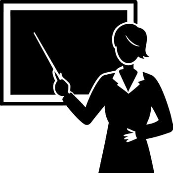 Teacher Silhouette Pointing to Chalkboard for Educational Materials vector