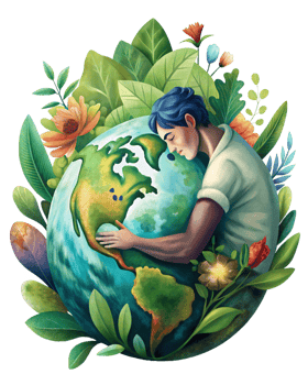 Protecting our home concept with man and greenery png