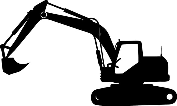 Silhouette of Excavator Heavy Construction Equipment for Graphic Design vector
