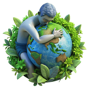 Environmental love symbol with man and globe png