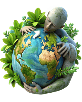 Eco-friendly habits representation with man and Earth png