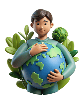 Sustainable earth message with man and eco design png