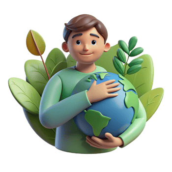 Earth-loving individual hugging the globe png