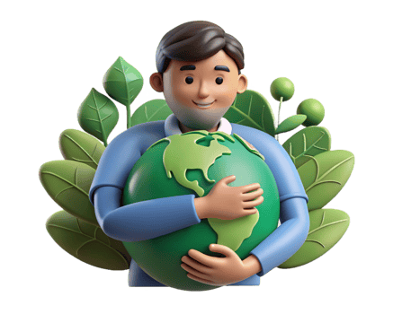 Environmentally conscious man holding the Earth png