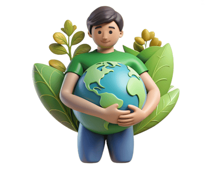 Protecting nature illustration with man and planet png