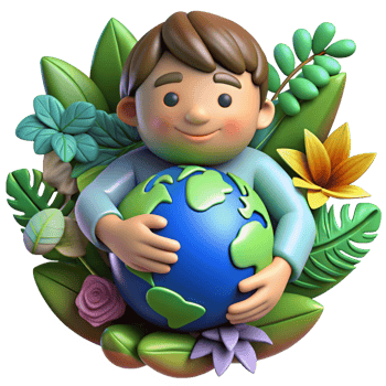 Conservationist holding the planet with natural beauty png