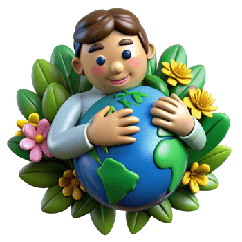 Man connected to nature while holding the Earth png