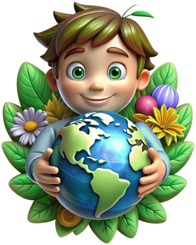 Global love concept with man protecting the planet png