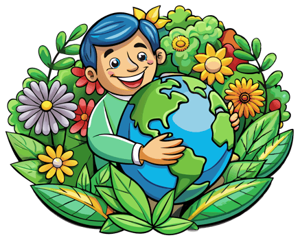 Sustainable living concept with man hugging the globe png