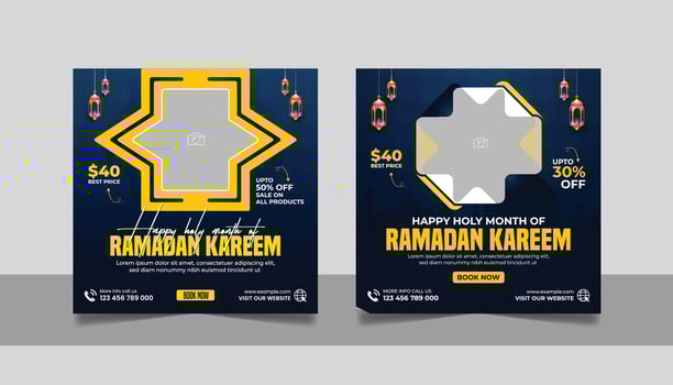 Set of Editable Ramadan special offer sale promotional social media post template vector