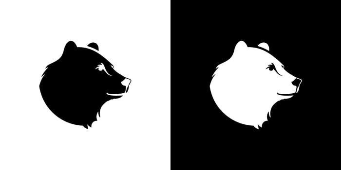Bear head face from side silhouette black logo icon . vector