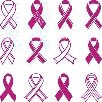Multiple sclerosis awareness ribbon collection set Silhouette. Pink bows Medical concept. illustration vector