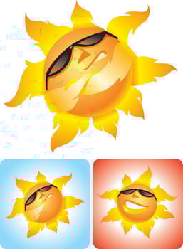 Sun Cartoon Set with Cool Attitude vector