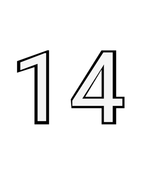 Black and white color numbers 14 png