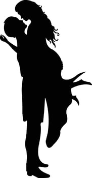 romance couple silhouette vector