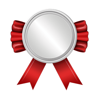 Prestigious badge with red ribbon isolated on transparent background png