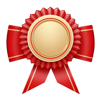 Classic round badge with red ribbon isolated on transparent background png