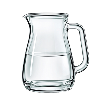 A clear glass pitcher filled with fresh, clean water. png
