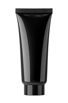 Sleek black cosmetic tube for various beauty products. png