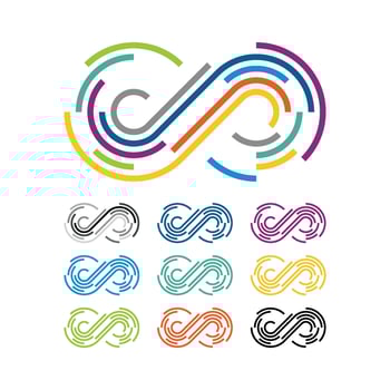 Set Colorful Lines Decorative Pictograph Infinity Sign - Logo Template Illustration Design. EPS 10. vector