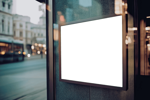 A black square on a window in a city png