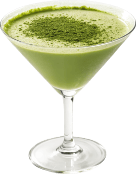 Frothy Matcha Martini Cocktail with Creamy Foam and Green Garnish png