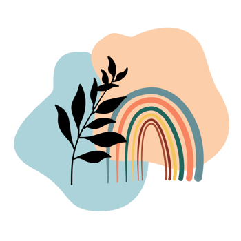 rainbow, leaf, and plant icon png