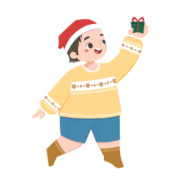 Asian boy bring Christmas gift png