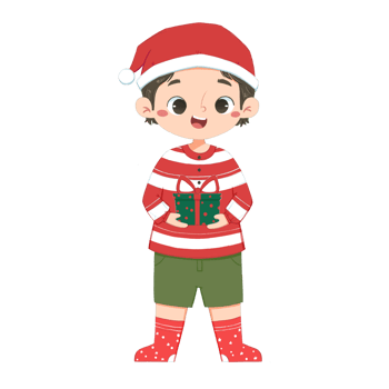Indonesian boy bring Christmas gift png